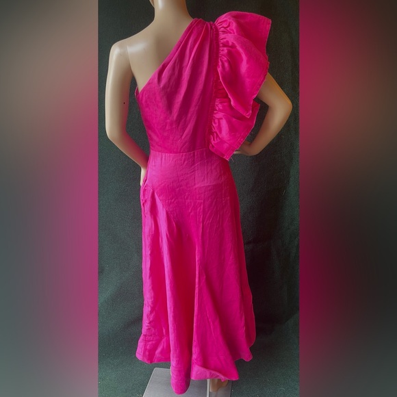 Aje bonjour asymmetrical midi dress in Fuchsia - Picture 5 of 6